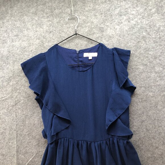 BCBG Girls Size 12 Sleeveless Ruffle Dress Blue A-Line Party Formal - Picture 3 of 8